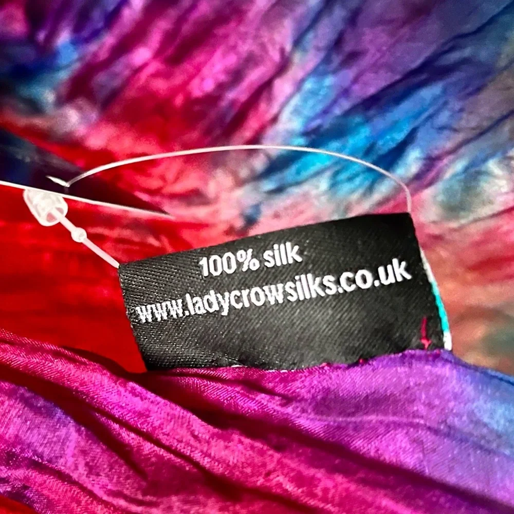 Ladycrow 100% silk scarf in bright bold colors!; NWT! - Picture 4 of 10